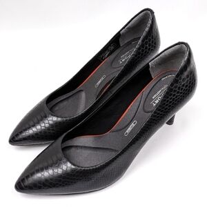 Rockport Nero Total Motion Heels Faux Snakeskin Black Leather Pumps size 7 NWOT